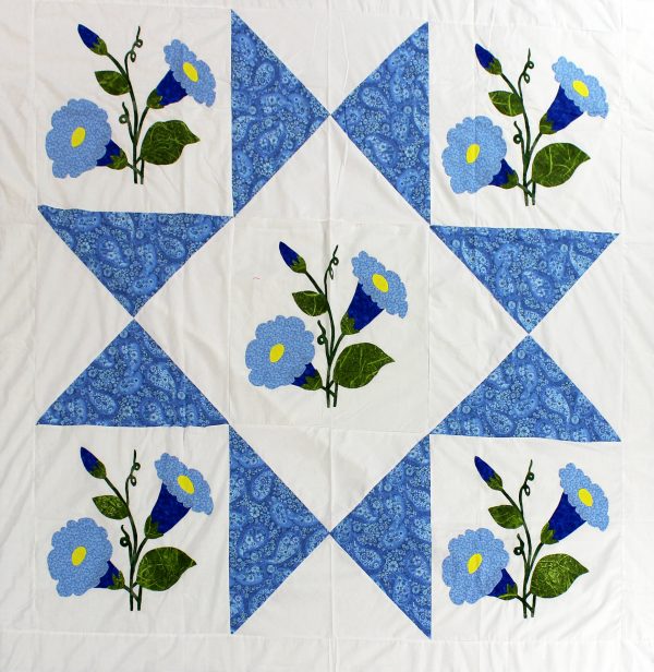 large-hand-applique-morning-glory-star-design-quilt-top-queen-size-masterpiece-museum-quilt