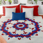 Patriotic Broken Star FINISHED QUILT * Intricate Quilting - Queen Size