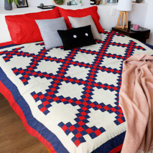 Patriotic style & color Irish Chain patchwork FINISHED QUILT – Feather Quilting