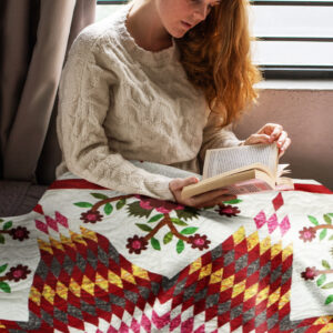 Traditional Lone Star w/ Floral Accents FINISHED QUILT – Must See