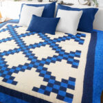 Blue and White Irish Chain patchwork FINISHED QUILT - Feather Quilting