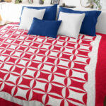 Red & White Patchwork Orange Peel FINISHED QUILT - Queen