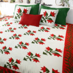 Hand Applique Carolina Lily - FINISHED QUILT - Queen, Elegant Border