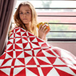 Red & White Churn Dash var. FINISHED QUILT - Intricate quilting