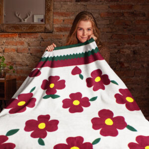 Red Daisy’s & Hearts FINISHED QUILT, Queen, Feather quilting w/ graphic borders