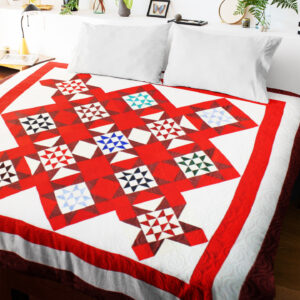 Red White & Blue Ohio Star design FINISHED QUILT – Graphic and Unique Scrap Quilt