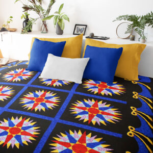 Amish Styled Mariners Compass FINISHED QUILT Great Hand Applique border details