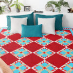 Patchwork Multi Color Bear Paw FINISHED QUILT - Very Nice Traditional look