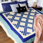 Blue and White Irish Chain patchwork FINISHED QUILT Large queen size