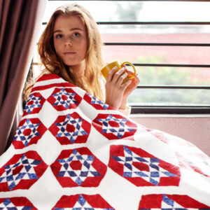 Handmade Patchwork 6 point Star FINISHED QUILT Great Patriotic colors