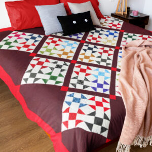 Red White & Blue Ohio Star design FINISHED QUILT – Graphic and Unique Scrap Quilt