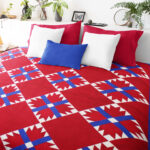 Amish styled Red, White and Blue Bear Paw FINISHED QUILT - Patriotic Colors