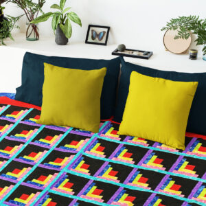 Patchwork Sparkling Diamond Log Cabin FINISHED QUILT – Playful Masculine Look