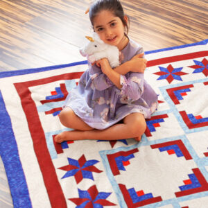 Patriotic Log Cabin FINISHED QUILT Fun Masculine looking quilt will be Loved