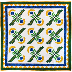 Hand Applique Cox Comb- Pristine antique look & feel – Very Crisp Finished Quilt