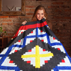 Multi color Queen Masculine Log Cabin FINISHED QUILT- Very Nice Barn Raising