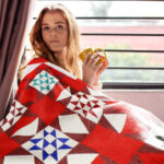 Red White & Blue Ohio Star design FINISHED QUILT - Graphic and Unique Scrap Quilt