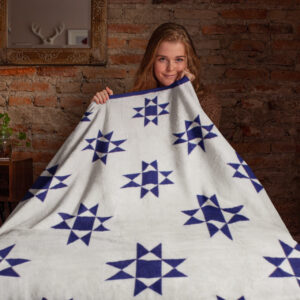 Blue & White Ohio Stars with border FINISHED QUILT – Twin XL Size