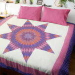 Lavender Lone Star patchwork FINISHED QUILT - Queen size - Fine Quilting