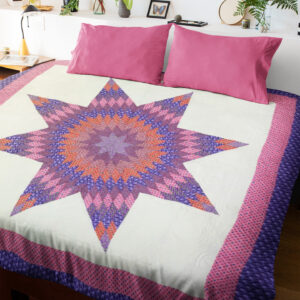 Lavender Lone Star patchwork FINISHED QUILT – Queen size – Fine Quilting