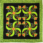 1850's colors, Princess Feather Tulip FINISHED QUILT - Wall / crib size