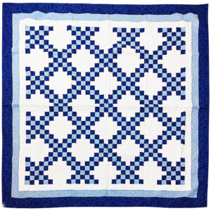 Blue and White Double Irish Chain patchwork FINISHED QUILT – Feather Quilting
