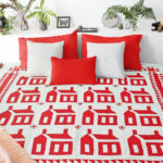 Red & White School House - Great Borders - FINISHED QUILT - Queen size