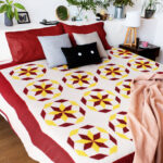 Patriotic Red, White & Gold 8 point Star FINISHED QUILT - Great look and Design