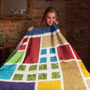 Patchwork Grandma’s Garden Window, Scrap colors FINISHED QUILT – Queen