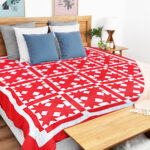 Red & Blue Masculine Turkey Tracks / Star variation FINISHED QUILT- Very Nice