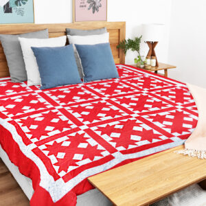 Red & Blue Masculine Turkey Tracks / Star variation FINISHED QUILT- Very Nice