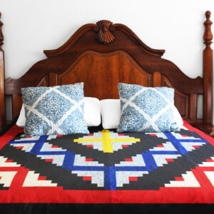 Multi color Queen Masculine Log Cabin FINISHED QUILT- Very Nice Barn Raising