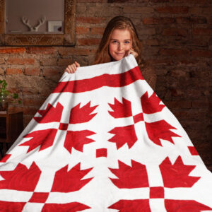 Red & White Bear Paw FINISHED QUILT – Great Bold Graphics – Queen size