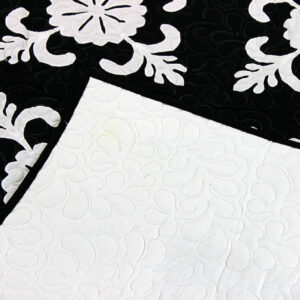 Black & White Hand Applique Sand Dollar, vine border FINISHED QUILT – Queen size