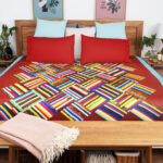Large Unique patchwork Strip Scrap FINISHED QUILT - Great Look