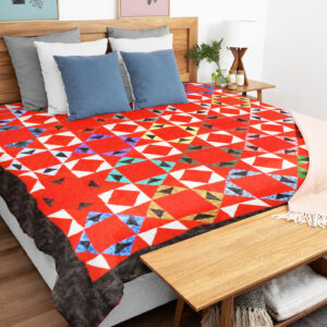 Handmade Patchwork Scrap Star design FINISHED QUILT Great masculine Look !