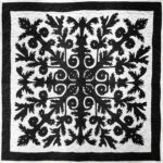 Black & Blue Hawaiian design finished wall quilt - Hand applique w/ rod pocket