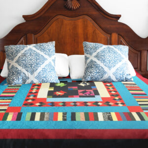 Amish style patchwork Medallion nice borders FINISHED QUILT – Ready to love