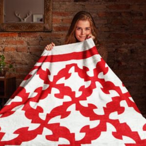 Patchwork Red & White Drunkards Path FINISHED QUILT