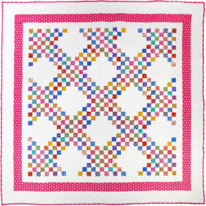 Triple Irish Chain, Multi – Color Patchwork FINISHED QUILT Large Queen Size