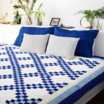 Blue and White Double Irish Chain patchwork FINISHED QUILT - Feather Quilting
