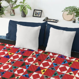 Unique Graphic Scrap Triangles FINISHED QUILT – Must See, wonderful quilting !