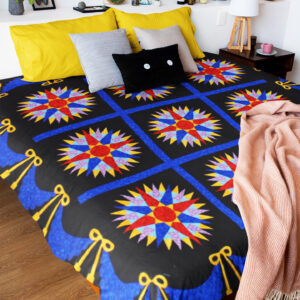 Amish Styled Mariners Compass FINISHED QUILT Great Hand Applique border details