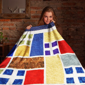 Patchwork Grandma’s Garden Window, Scrap colors FINISHED QUILT