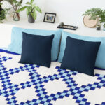 Blue and White Irish Chain patchwork FINISHED QUILT - Feather Quilting