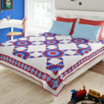 Queen size American made Star Field Patchwork - FINISHED QUILT - Incredible !