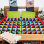Patchwork Sparkling Diamond Log Cabin FINISHED QUILT - Playful Masculine Look