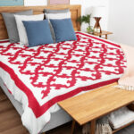 Patchwork Turkey Red Drunkards Path FINISHED QUILT - Queen Size