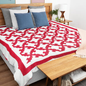 Patchwork Turkey Red Drunkards Path FINISHED QUILT – Queen Size