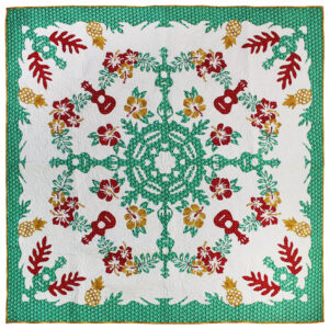 Hand Applique Hawaiian Ukulele Design FINISHED QUILT – Very Nice Colors & Great Quilting